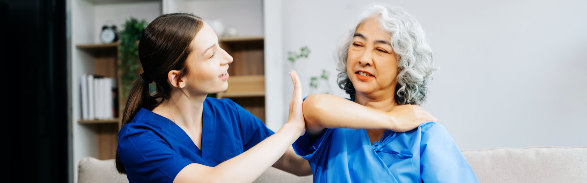 a caretaker taking care of an elder